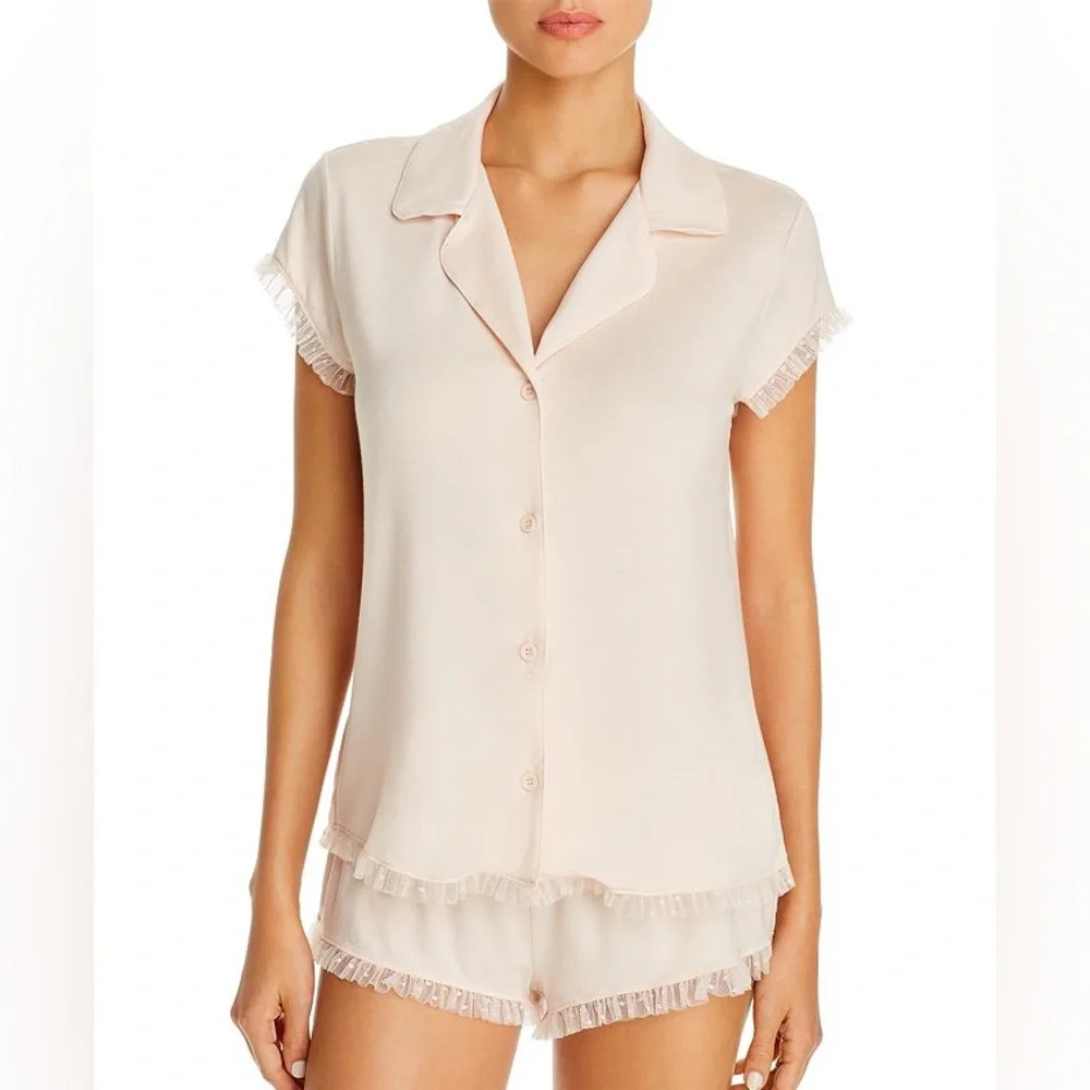 Eberjey Iona PJ's Short Ruffle PJ Set in Shell